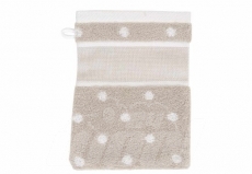 Waschhandschuh beige mit Punkte