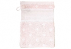 Waschhandschuh rosa mit Punkte