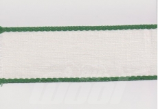 1,50 m Leinenband wollwei mit grnen Rand, 7,3 cm breit