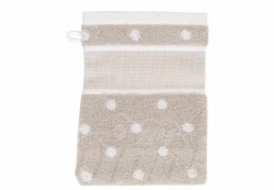 Waschhandschuh beige mit Punkte
