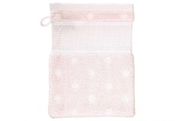 Waschhandschuh rosa mit Punkte