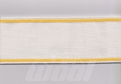 1,54 m Leinenband wollwei mit gelben Rand, 8 cm breit