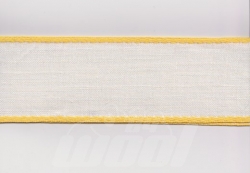1,9 m Leinenband wollwei mit gelben Rand, 7,3 cm breit